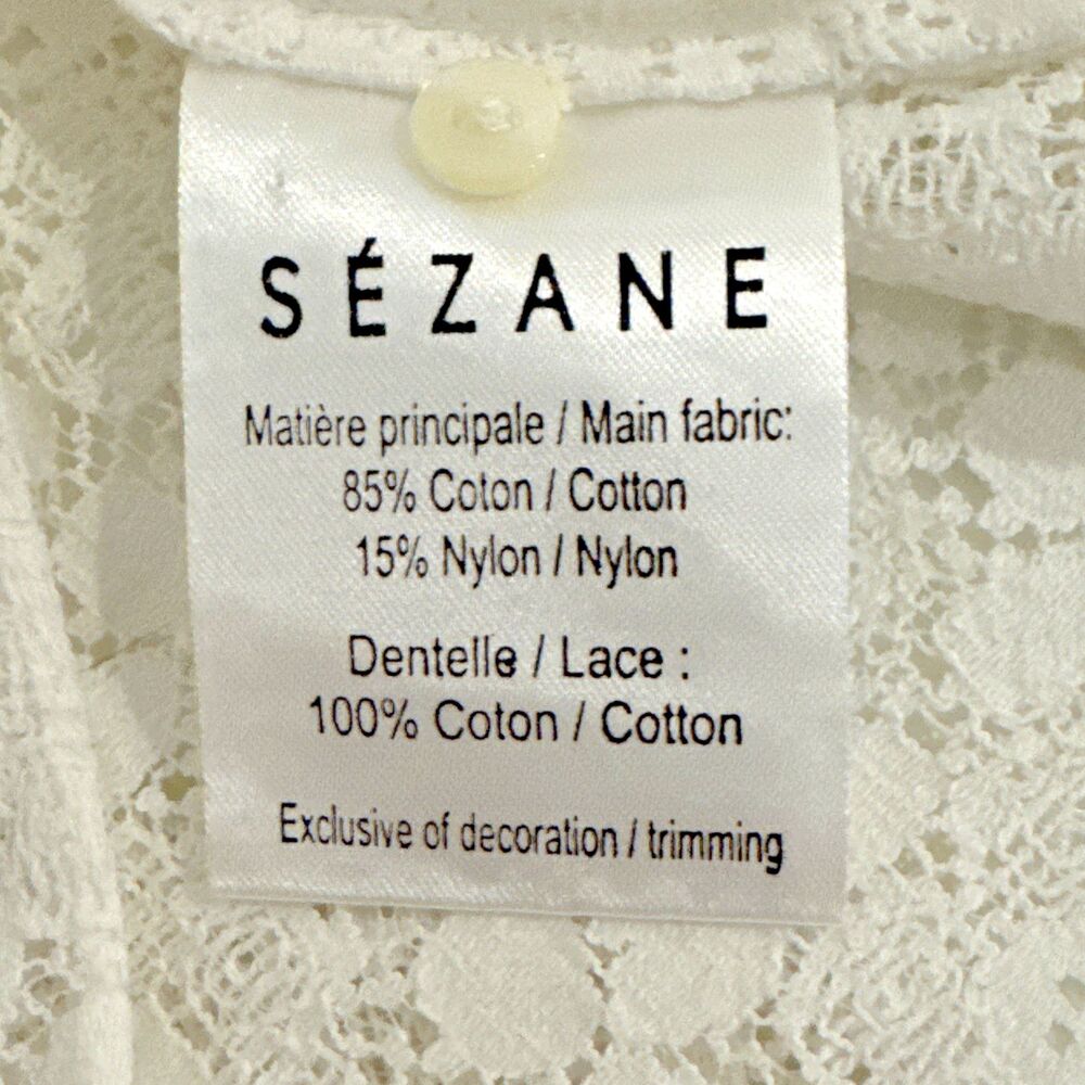 Sezane Ninon Blouse Size 40 US 8 White Lace Ruffle Long Sleeve Romantic Top - Picture 5 of 14